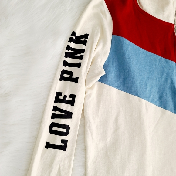 NWT PINK Boyfriend Half Zip Pullover L - Picture 2 of 4